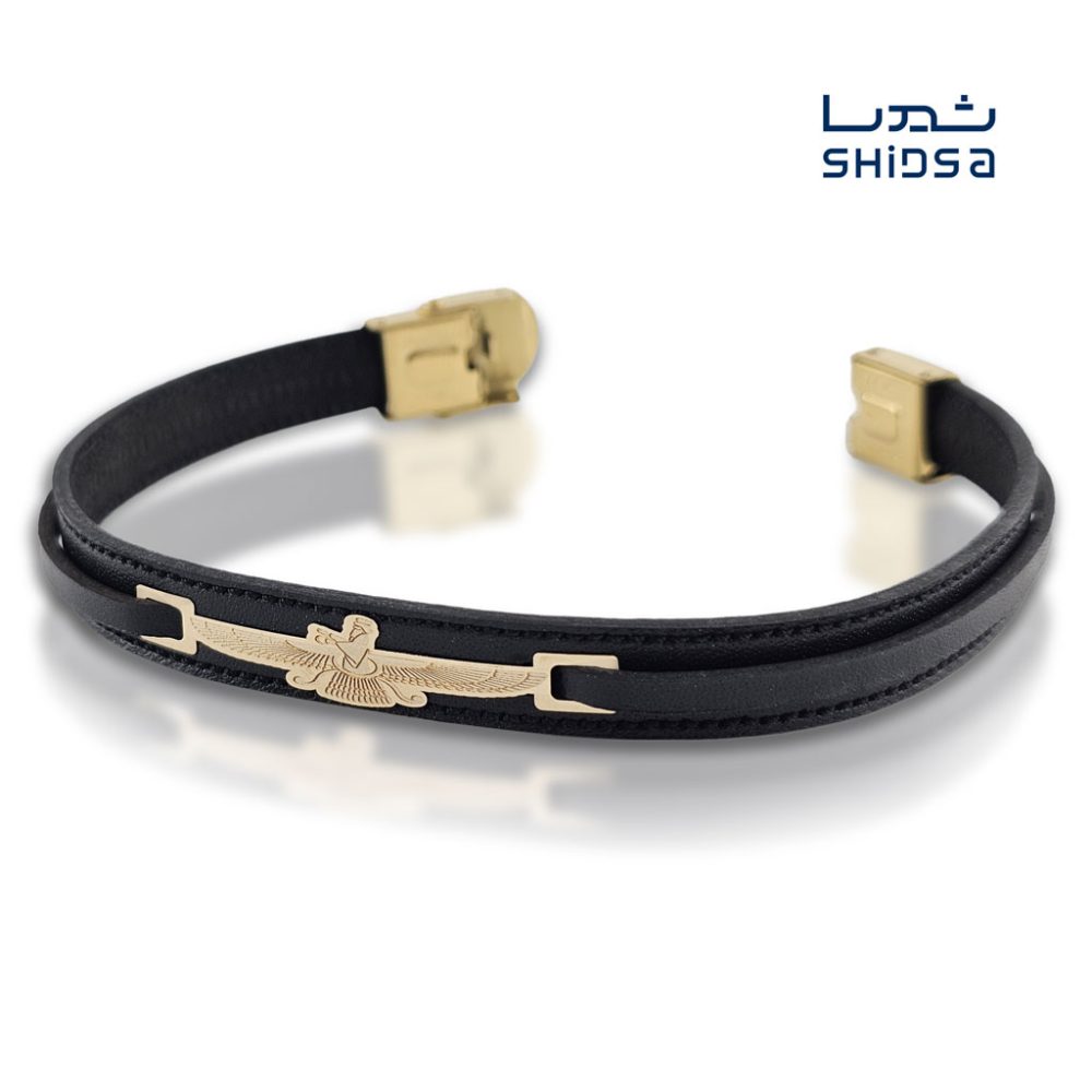 دستبند چرم و طلا مردانه ML08