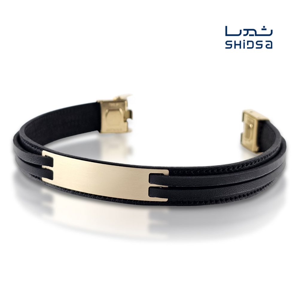 دستبند چرم و طلا مردانه ML04