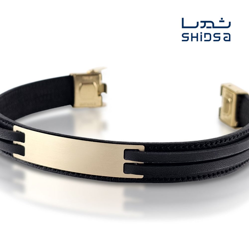 دستبند چرم و طلا مردانه ML04