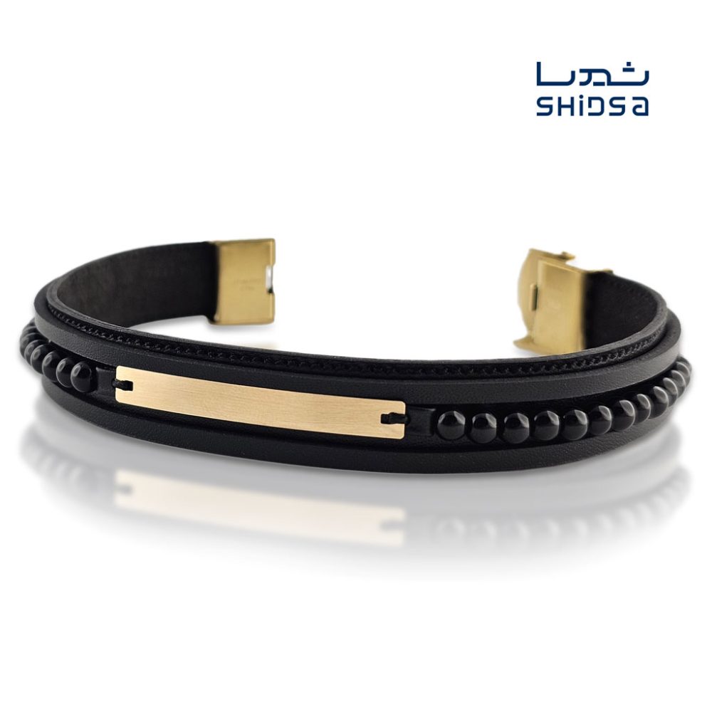 دستبند چرم و سنگ مردانه MS01