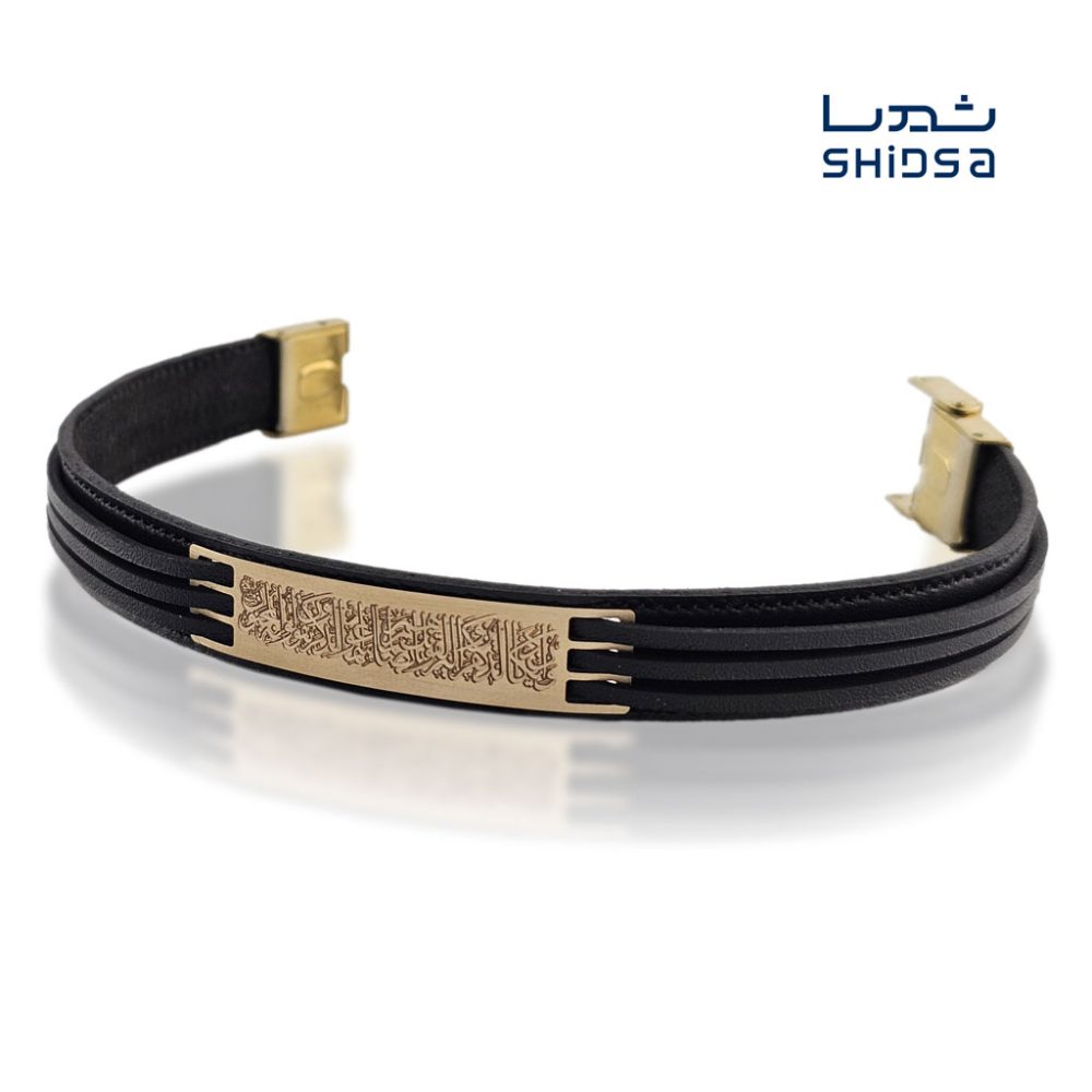 دستبند چرم و طلا مردانه ML11