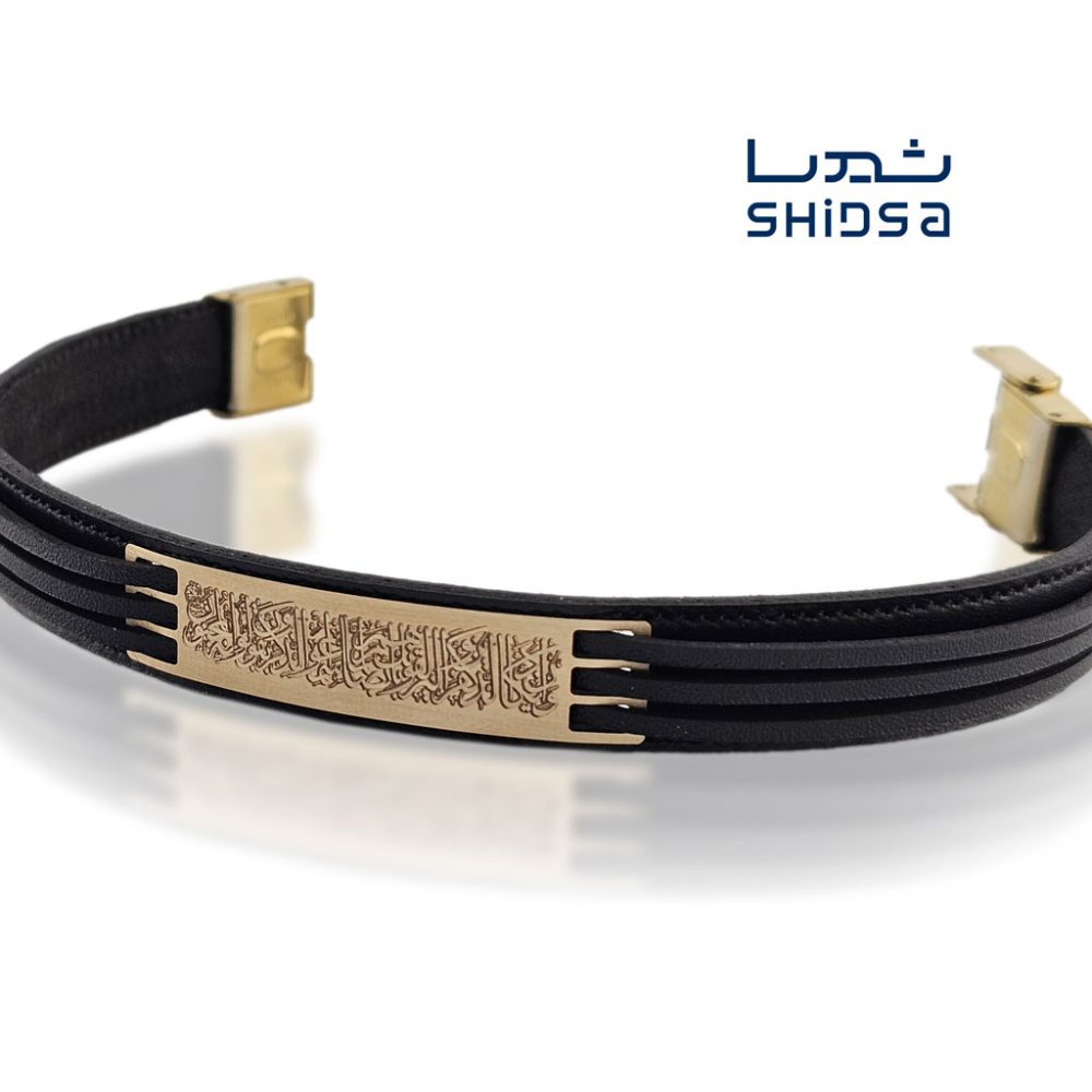 دستبند چرم و طلا مردانه ML11