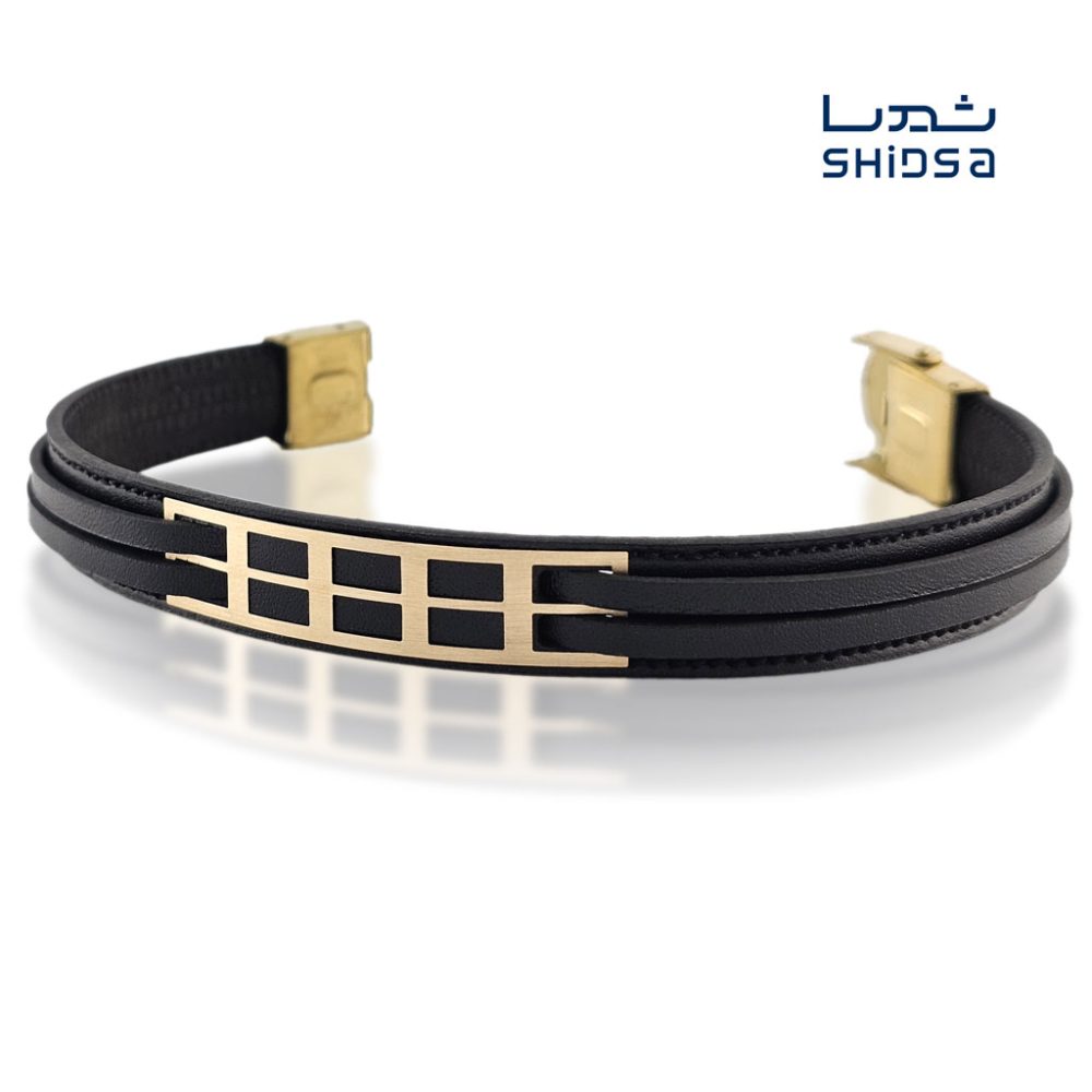 دستبند چرم و طلا مردانه ML12
