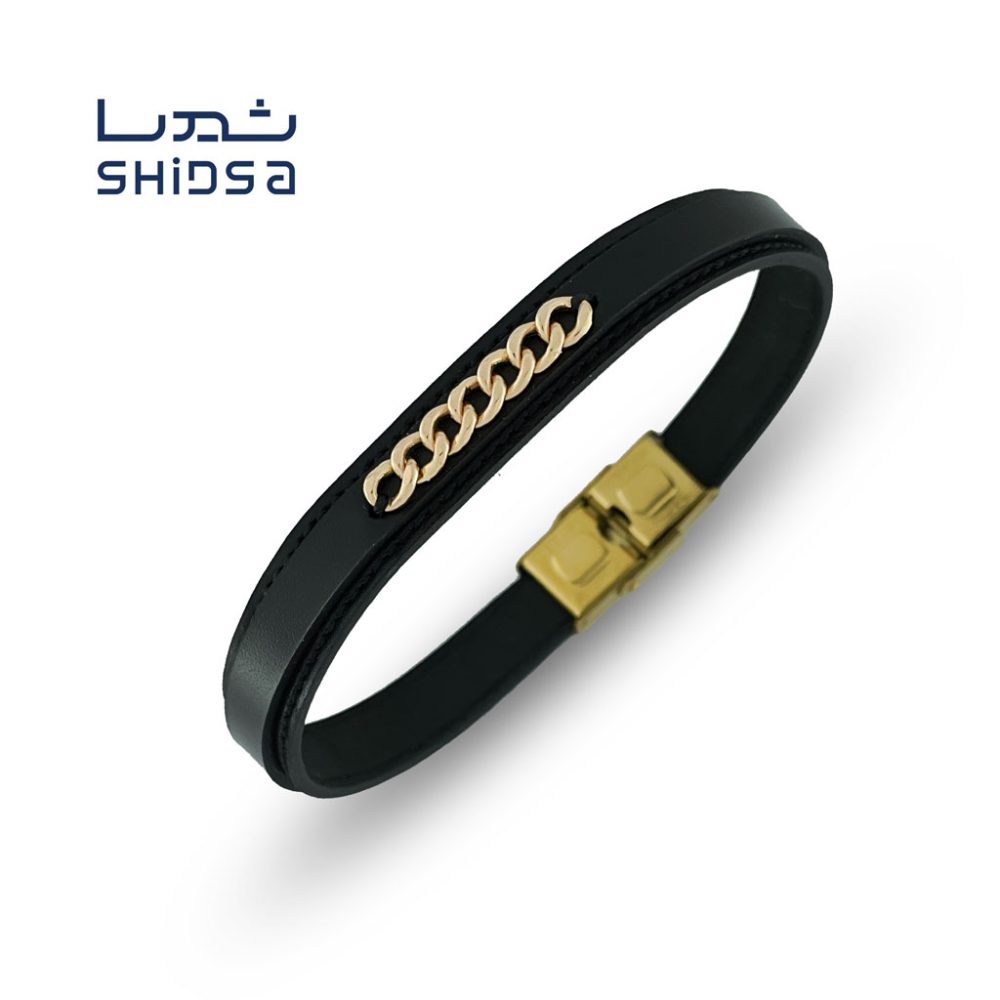 دستبند چرم و طلا کارتیه md08