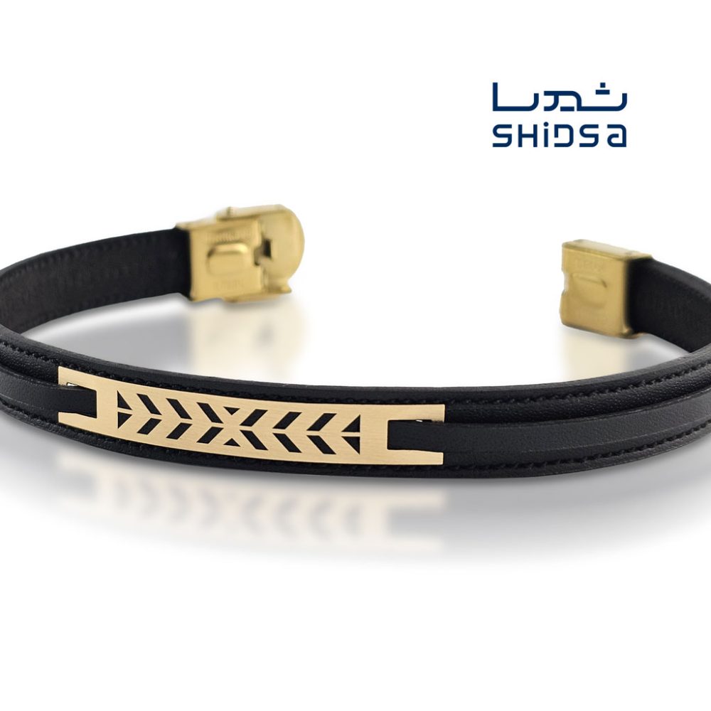 دستبند چرم وطلا ML14 - Image 2