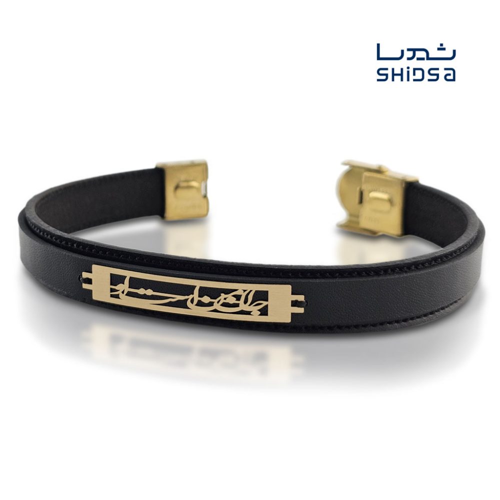 دستبند چرم و طلا مردانه جان من است او MD11