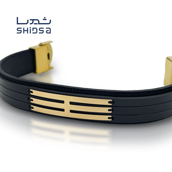 دستبند چرم و طلا مردانه MD13-2