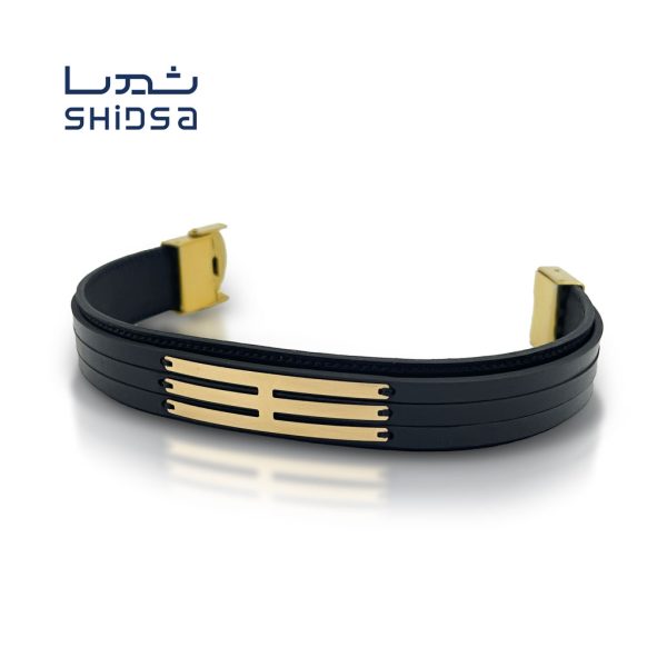 دستبند چرم و طلا مردانه MD13