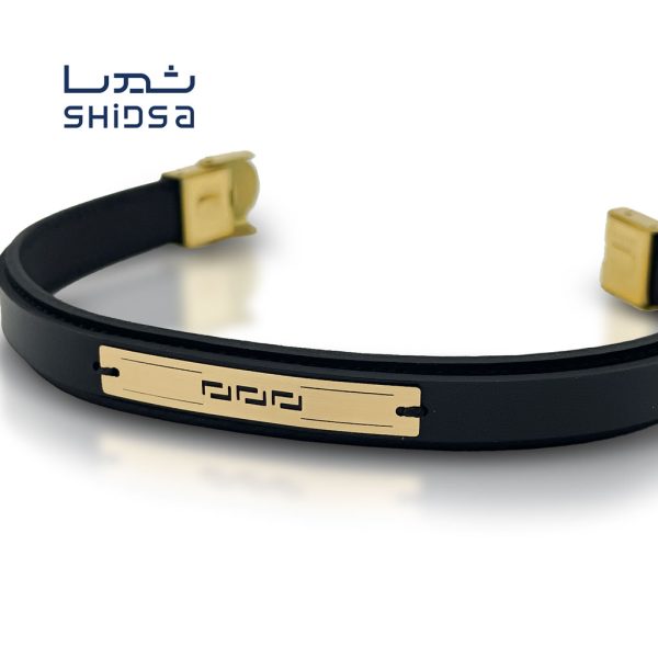 دستبند چرم و طلا مردانه MD14-2