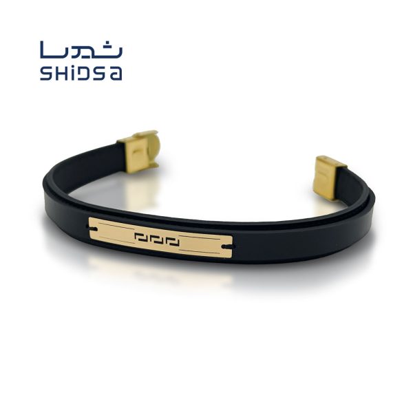 دستبند چرم و طلا مردانه MD14