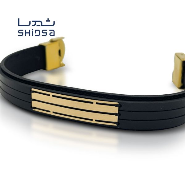 دستبند چرم و طلا مردانه MD15-2