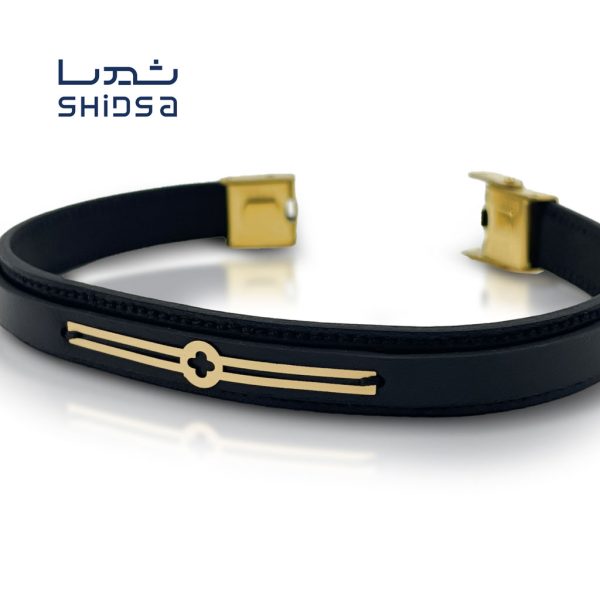 دستبند چرم و طلا مردانه MD16-2