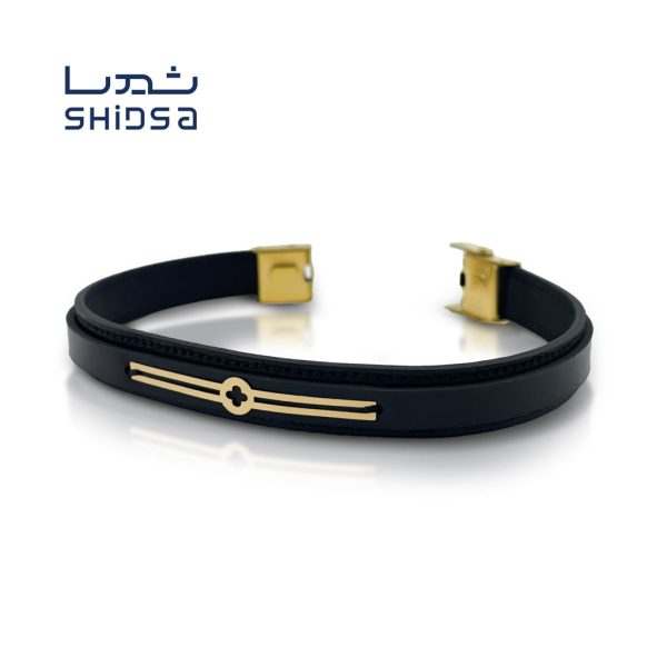 دستبند چرم و طلا مردانه MD16