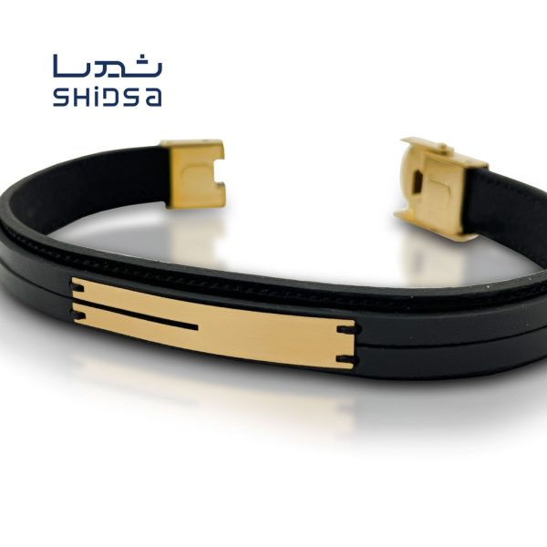 دستبند چرم و طلا مردانه MD18-2