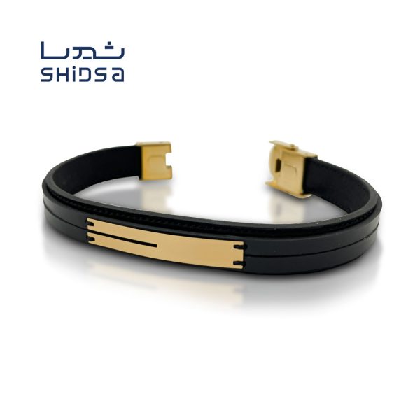 دستبند چرم و طلا مردانه MD18
