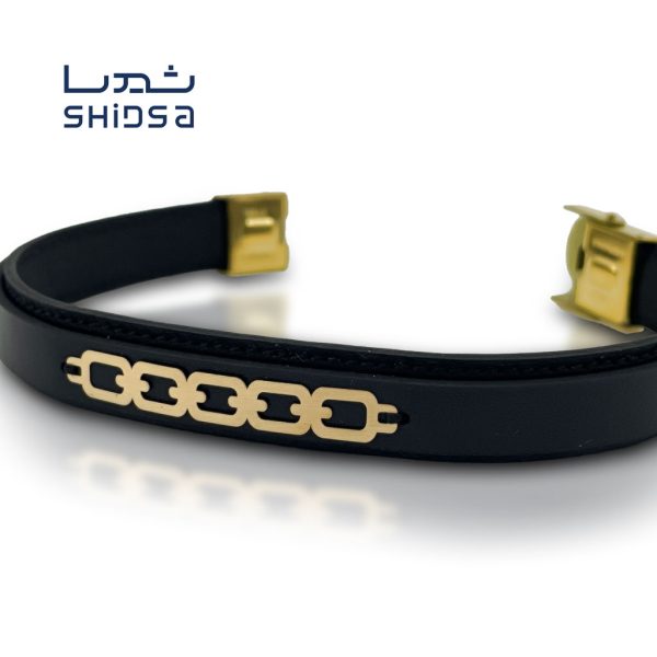 دستبند چرم و طلا مردانه MD19-2