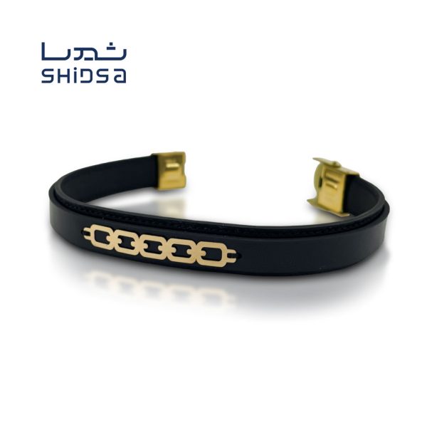 دستبند چرم و طلا مردانه MD19