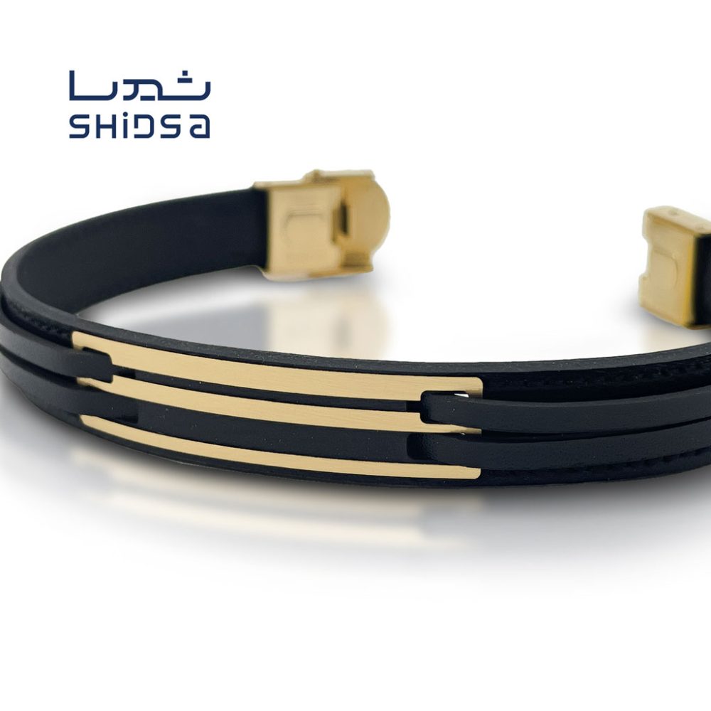 دستبند چرم و طلا مردانه ML19-2