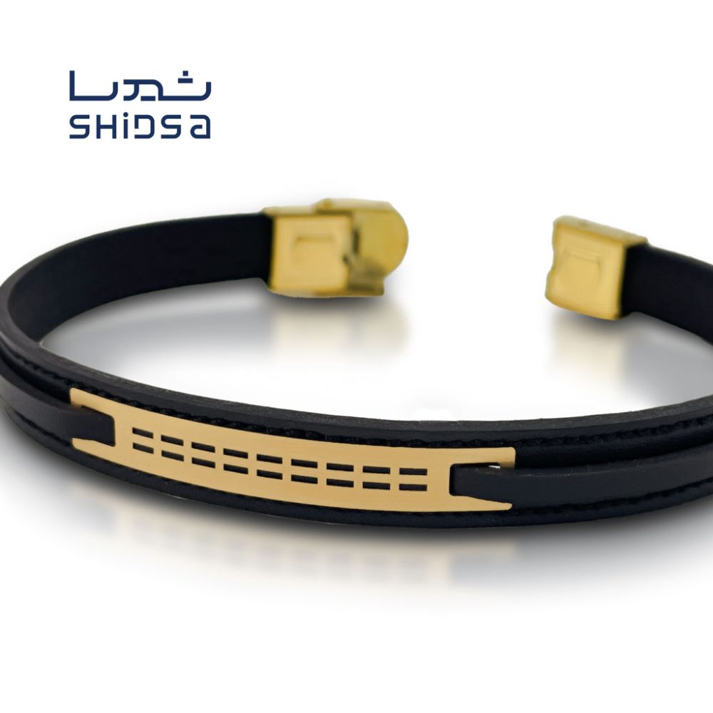 دستبند چرم و طلا مردانه ML20-2