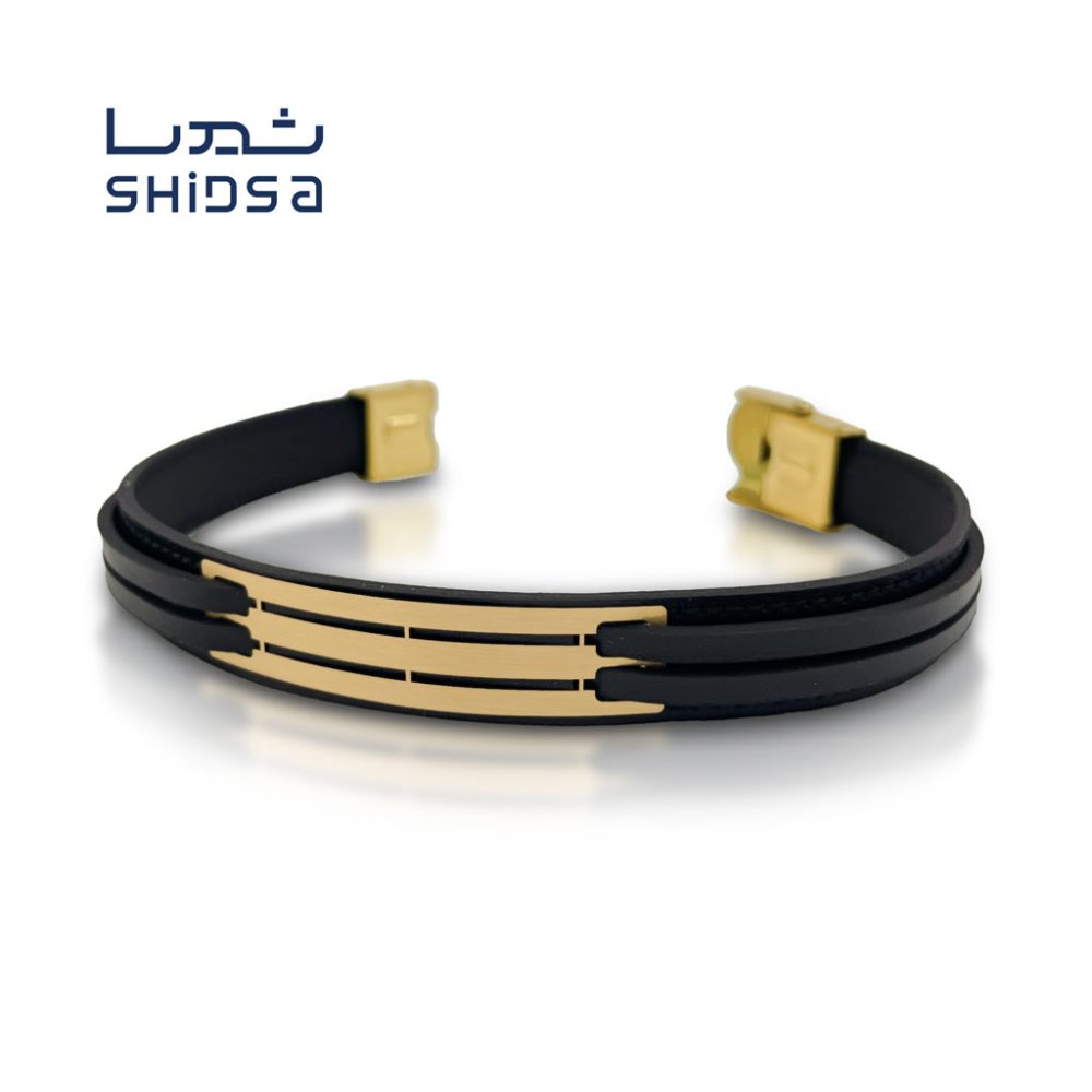 دستبند چرم و طلا مردانه ML21