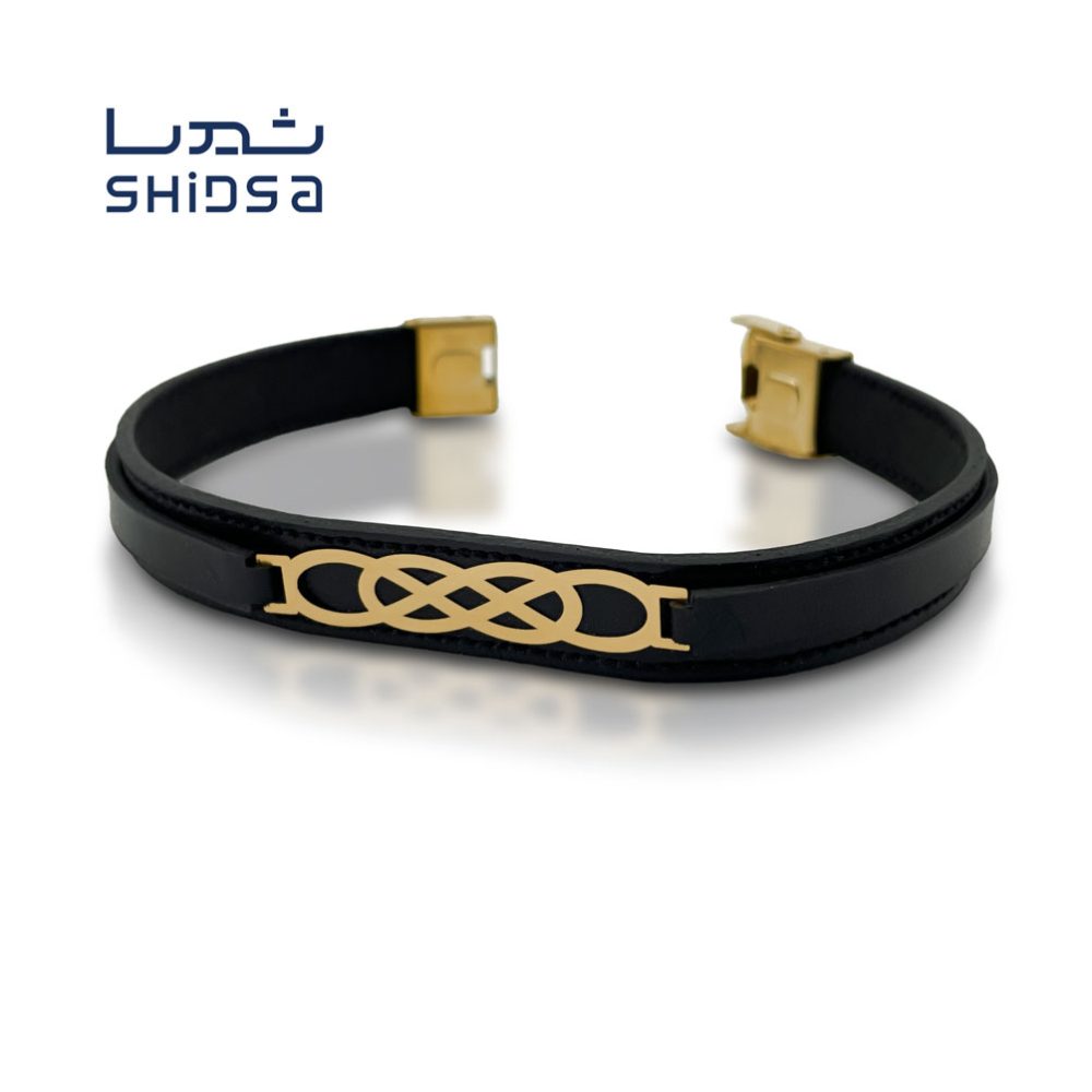 دستبند چرم و طلا مردانه MR05