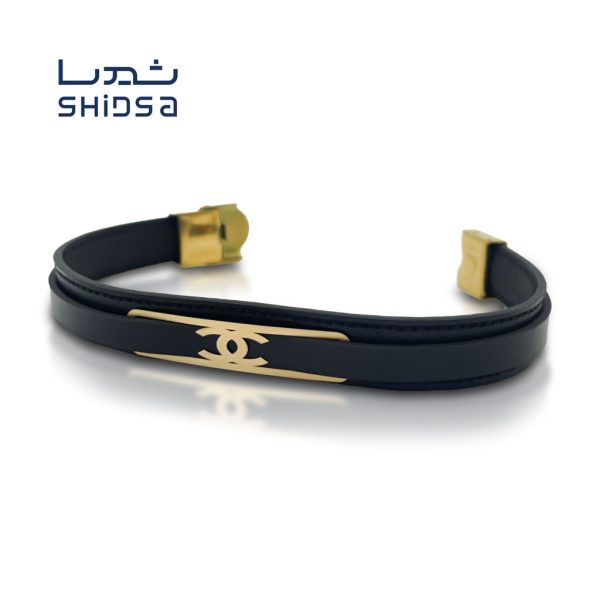 دستبند چرم و طلا مردانه MR06