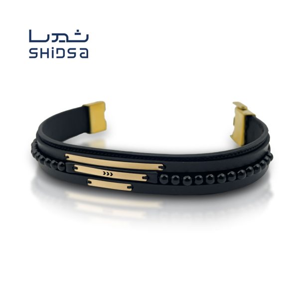 دستبند چرم و طلا مردانه MS03