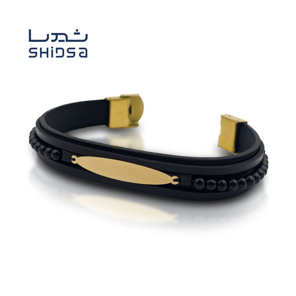 دستبند چرم و طلا مردانه MS04