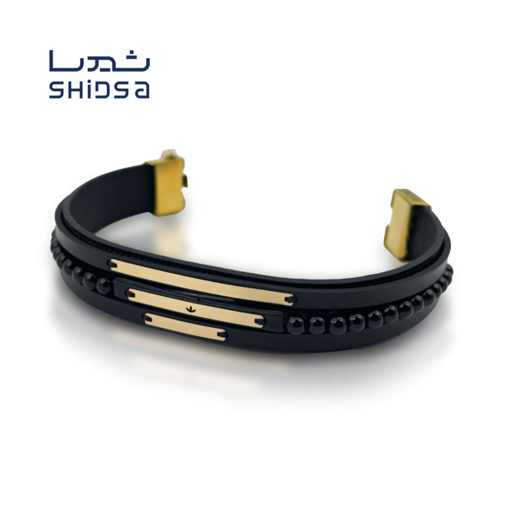 دستبند چرم و طلا مردانه MS05