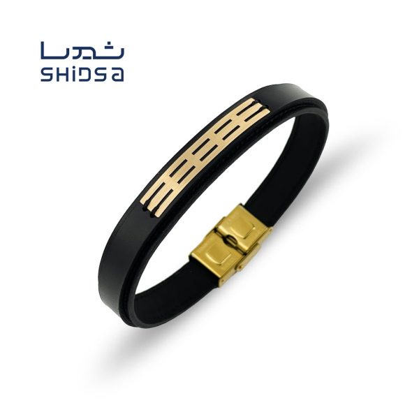 دستبند چرم و طلا مردانه md20
