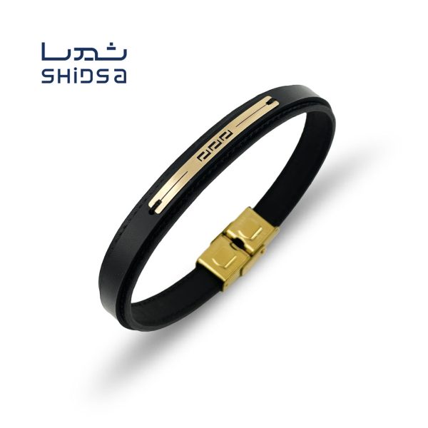 دستبند چرم و طلا ورساچه md21