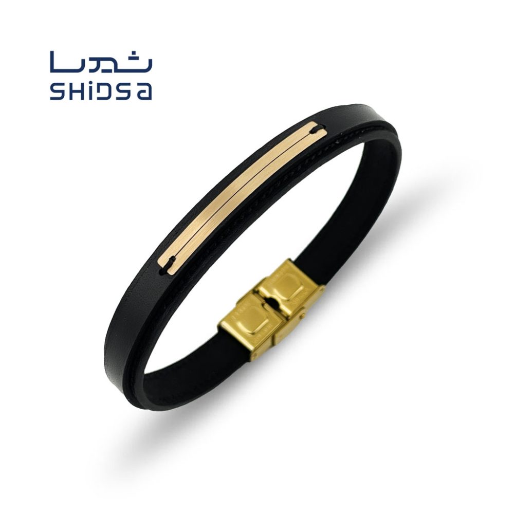 دستبند چرم و طلا اسپرت md22