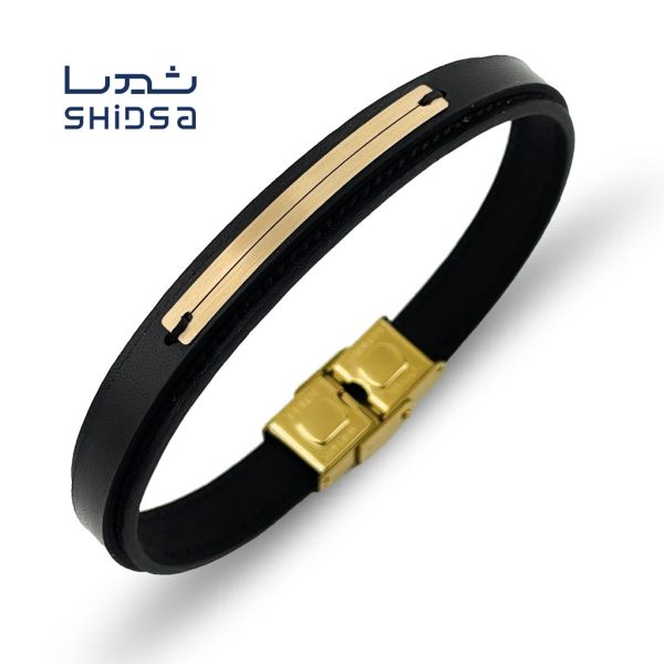 دستبند چرم و طلا اسپرت md22-2