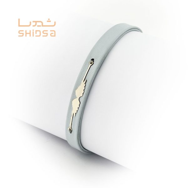 دستبند چرم و طلا بال zd01-2