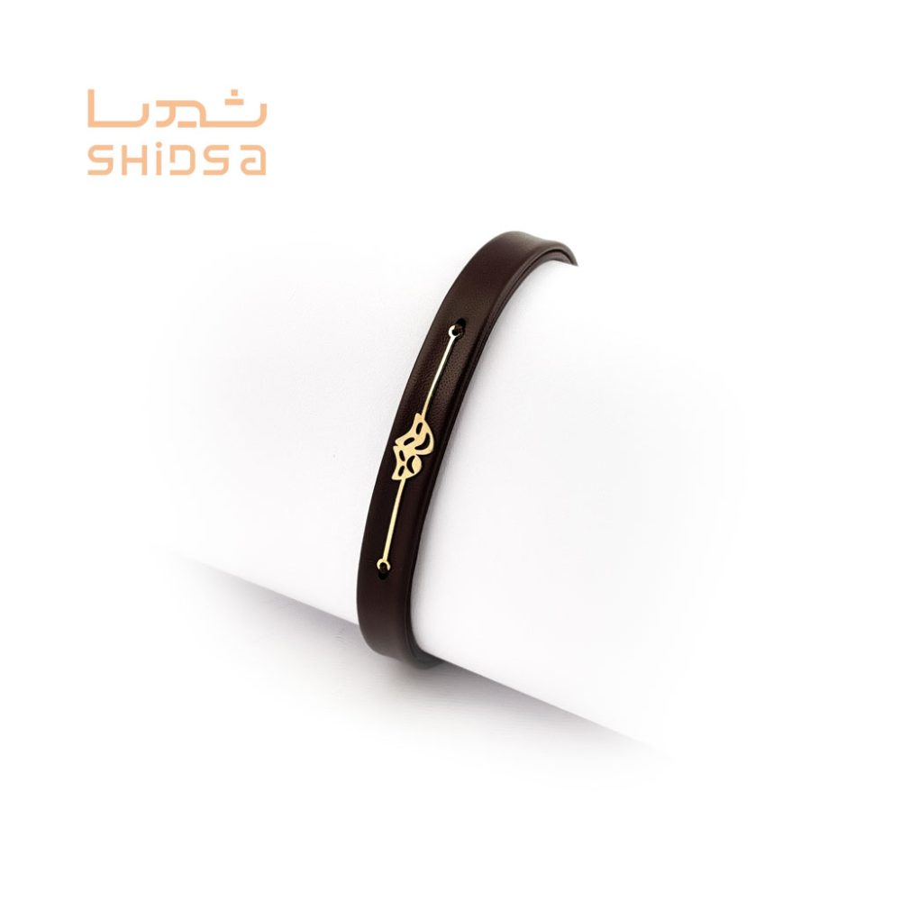 دستبند چرم و طلا zd03