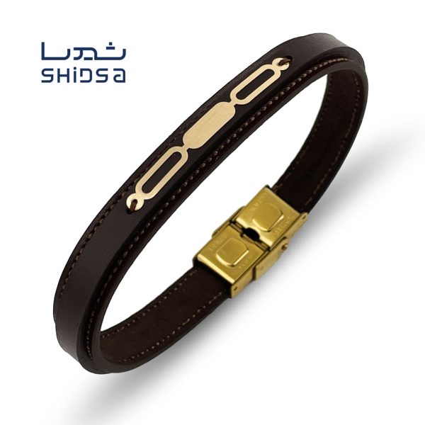 دستبند چرم و طلا اسپرت md23-2