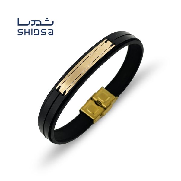 دستبند چرم و طلا مردانه md24