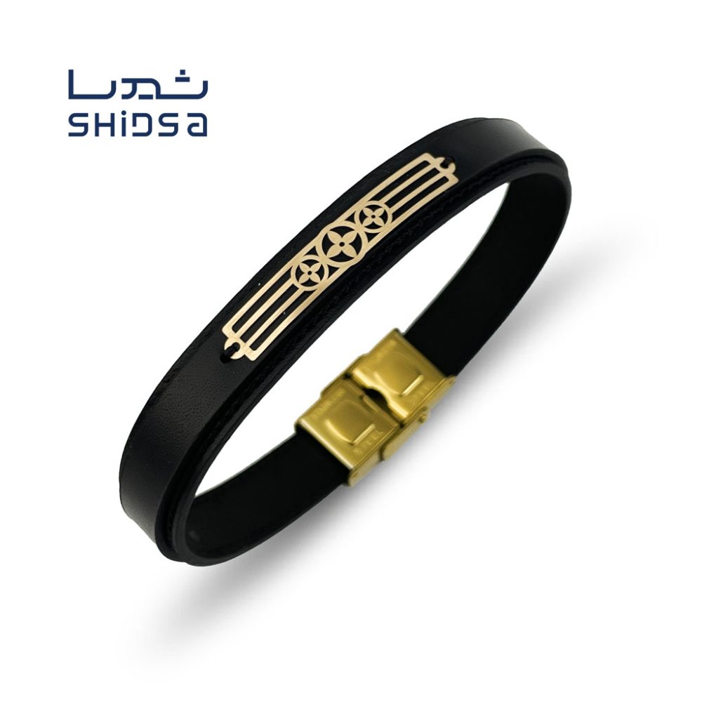 دستبند چرم و طلا لویی ویتون md26