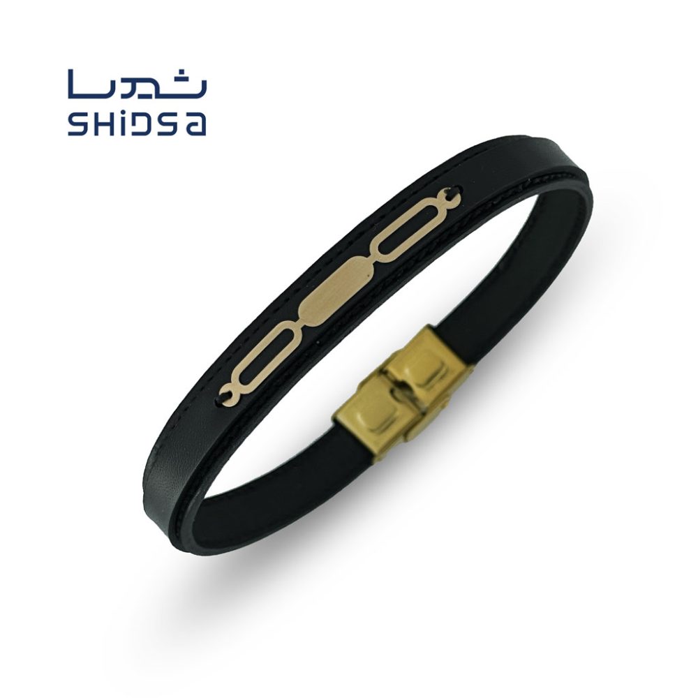 دستبند چرم و طلا اسپرت md28