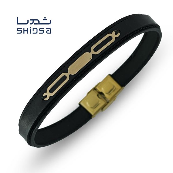 دستبند چرم و طلا اسپرت md28-2