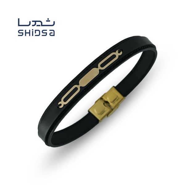 دستبند چرم و طلا اسپرت md28