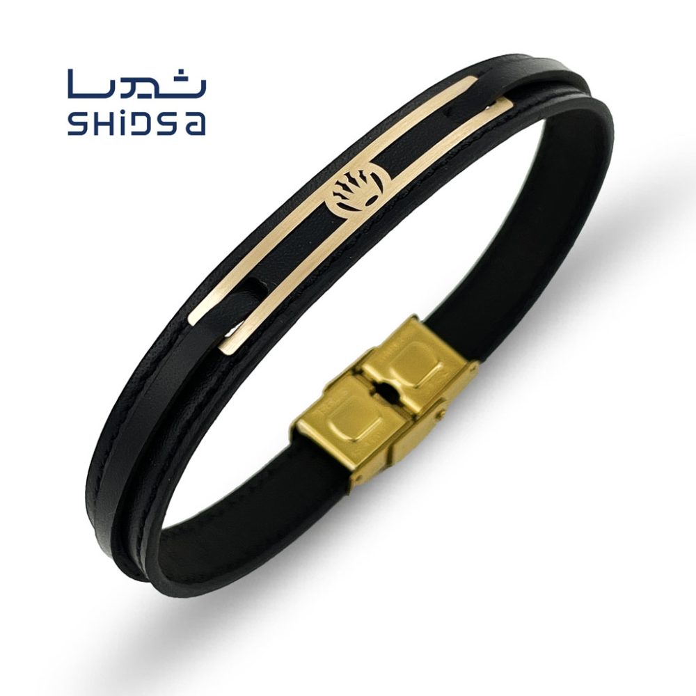 دستبند چرم و طلا طرح رولکس ML22-2