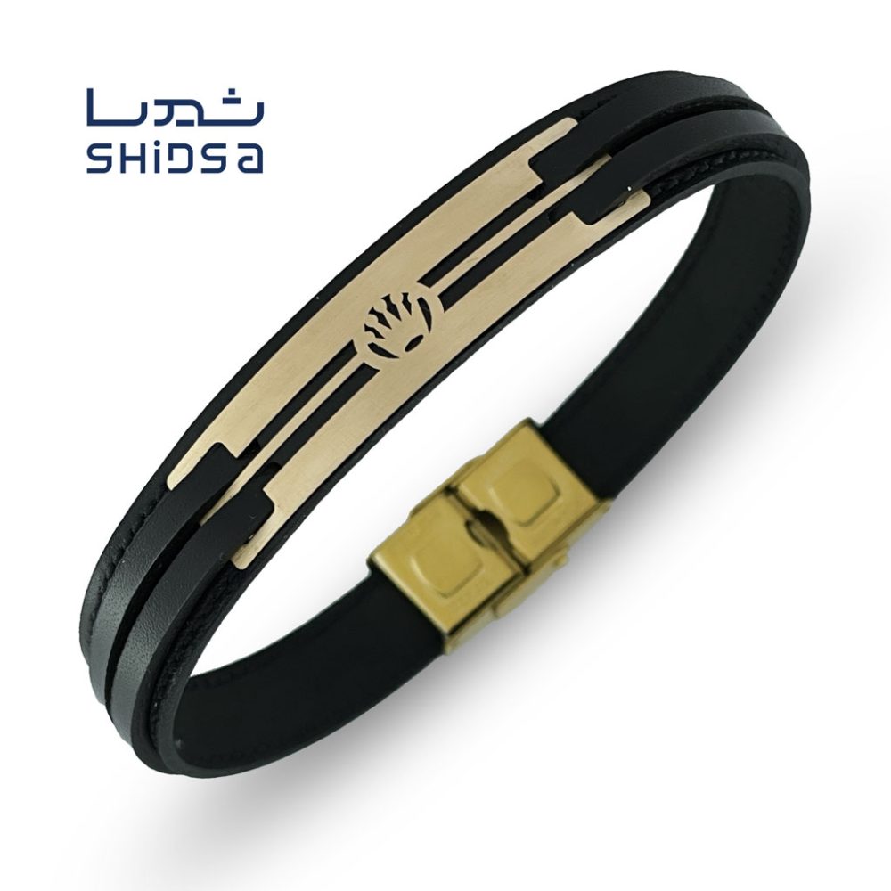 دستبند چرم و طلا مردانه رولکس ML24-2