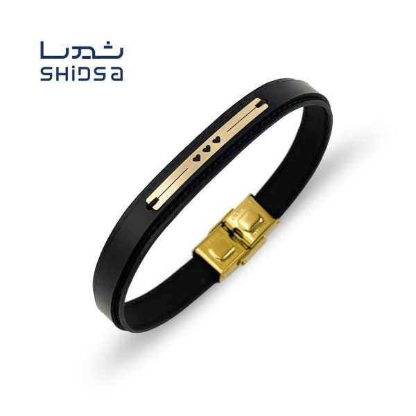 دستبند چرم و طلا زنانه zd04