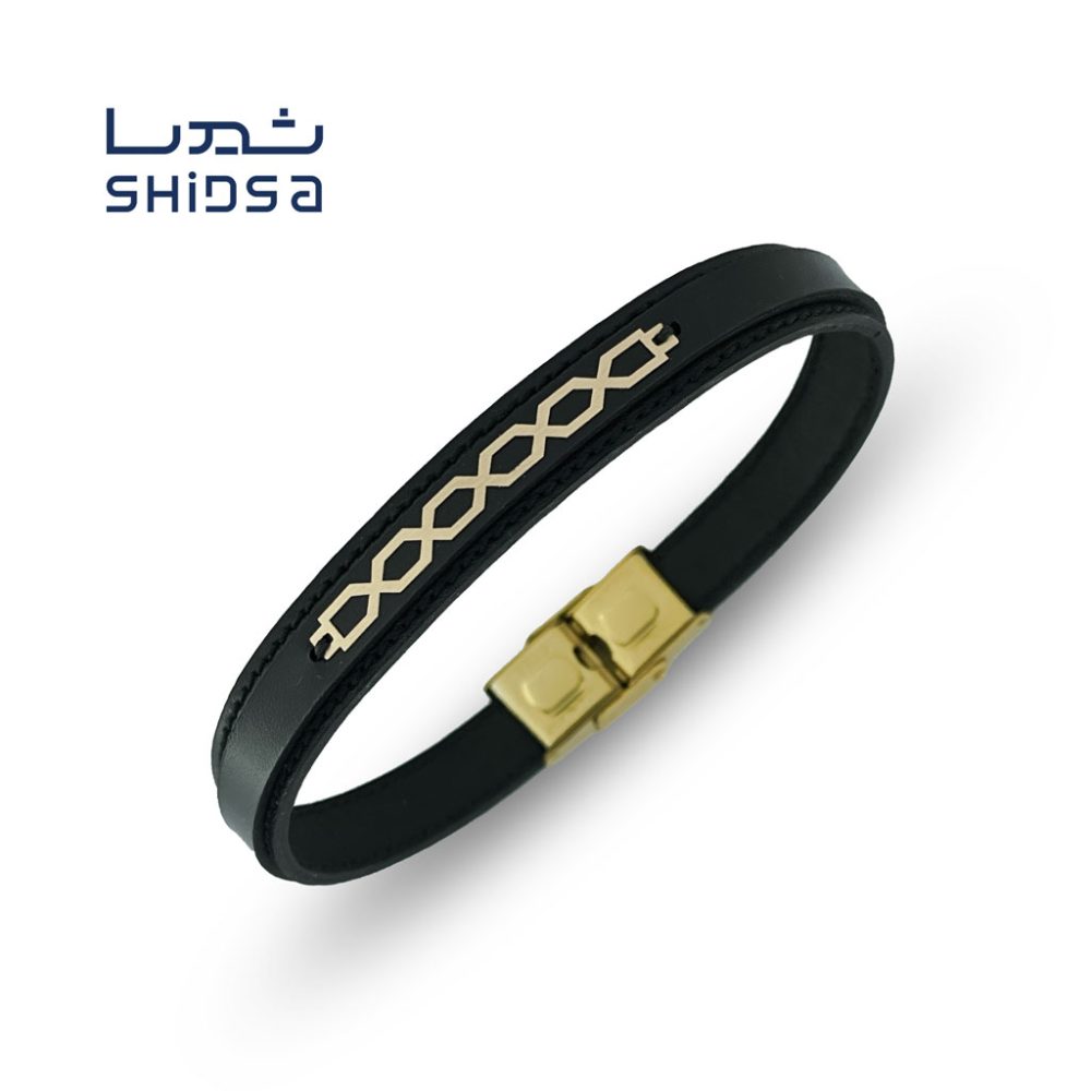 دستبند چرم و طلا سبک md29