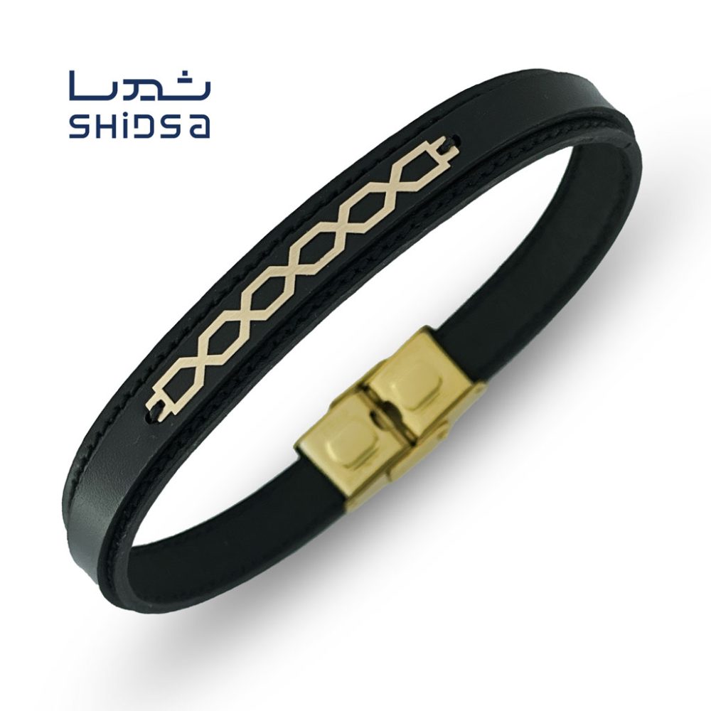 دستبند چرم و طلا سبک md29-2