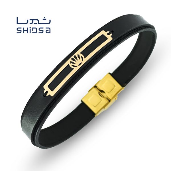 دستبند چرم و طلا رولکس MD30-2