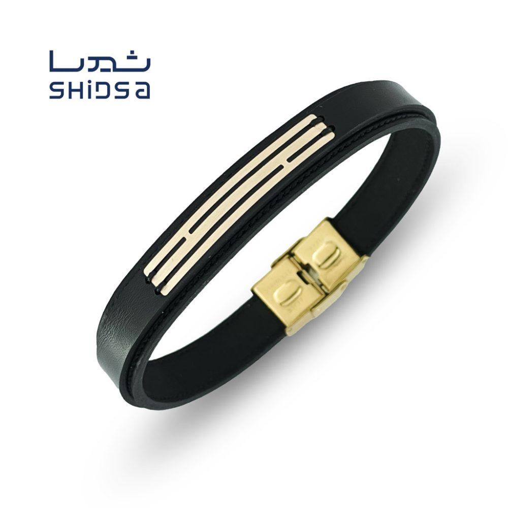 دستبند چرم و طلا مردانه md31