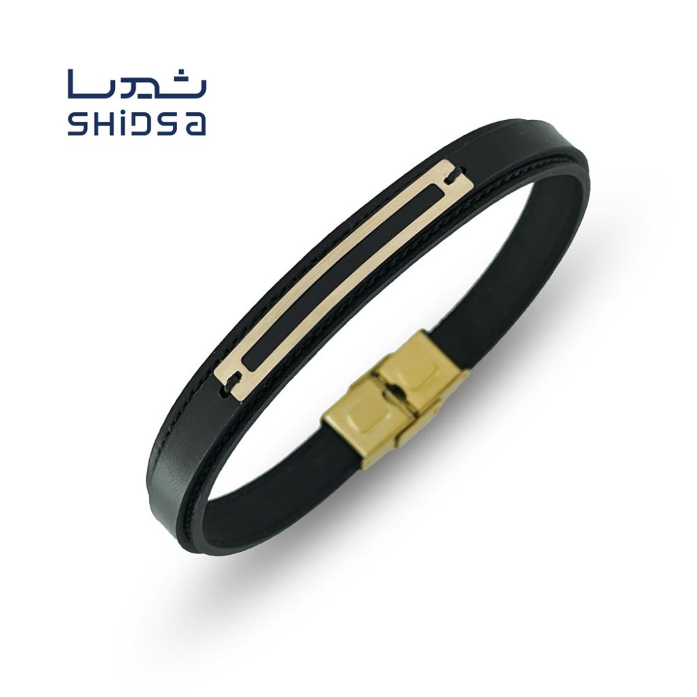 دستبند چرم و طلا اسپرت md32