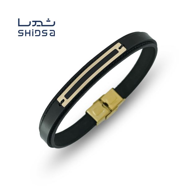 دستبند چرم و طلا اسپرت md32